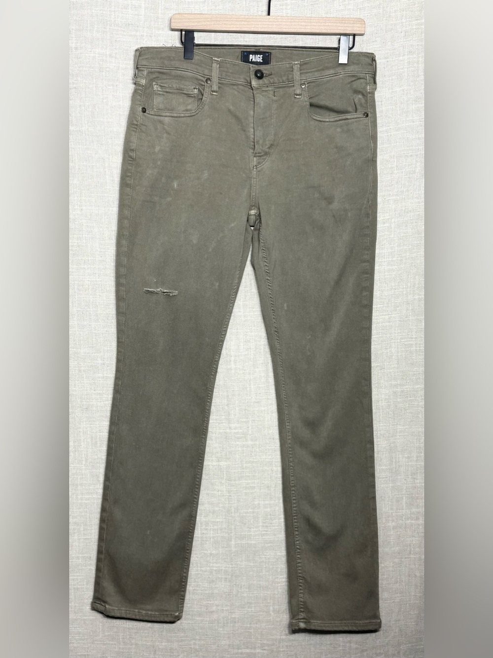 NWOT PAIGE Men's Federal Slim Straight Jeans Vintage Weathered Mushroom Size 34